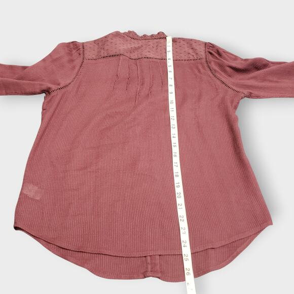 Faherty Womens Willa Blouse Catawaba Grape Purple Sz Medium Boho Peasant Classic - Picture 15 of 15